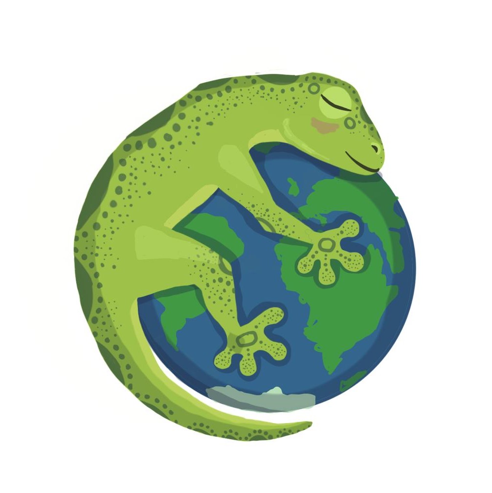 Climbers for Climate logo lizard hugging earth