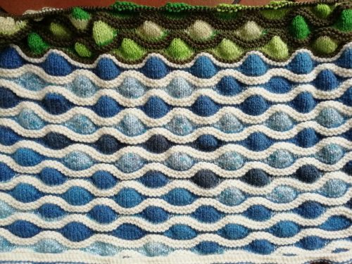 blue green knitted panel blue green knitted panel